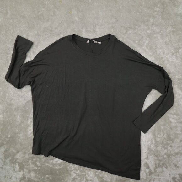 Athleta Dark‎ Grey Brown Long Sleeve Asymmetrical Hem Shirt size Small 440323 - Picture 2 of 8